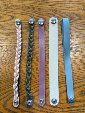Flourish Leather Handmade Bracelet Set, Blush Pink, Sage, Wine, Braided Wrap NEW